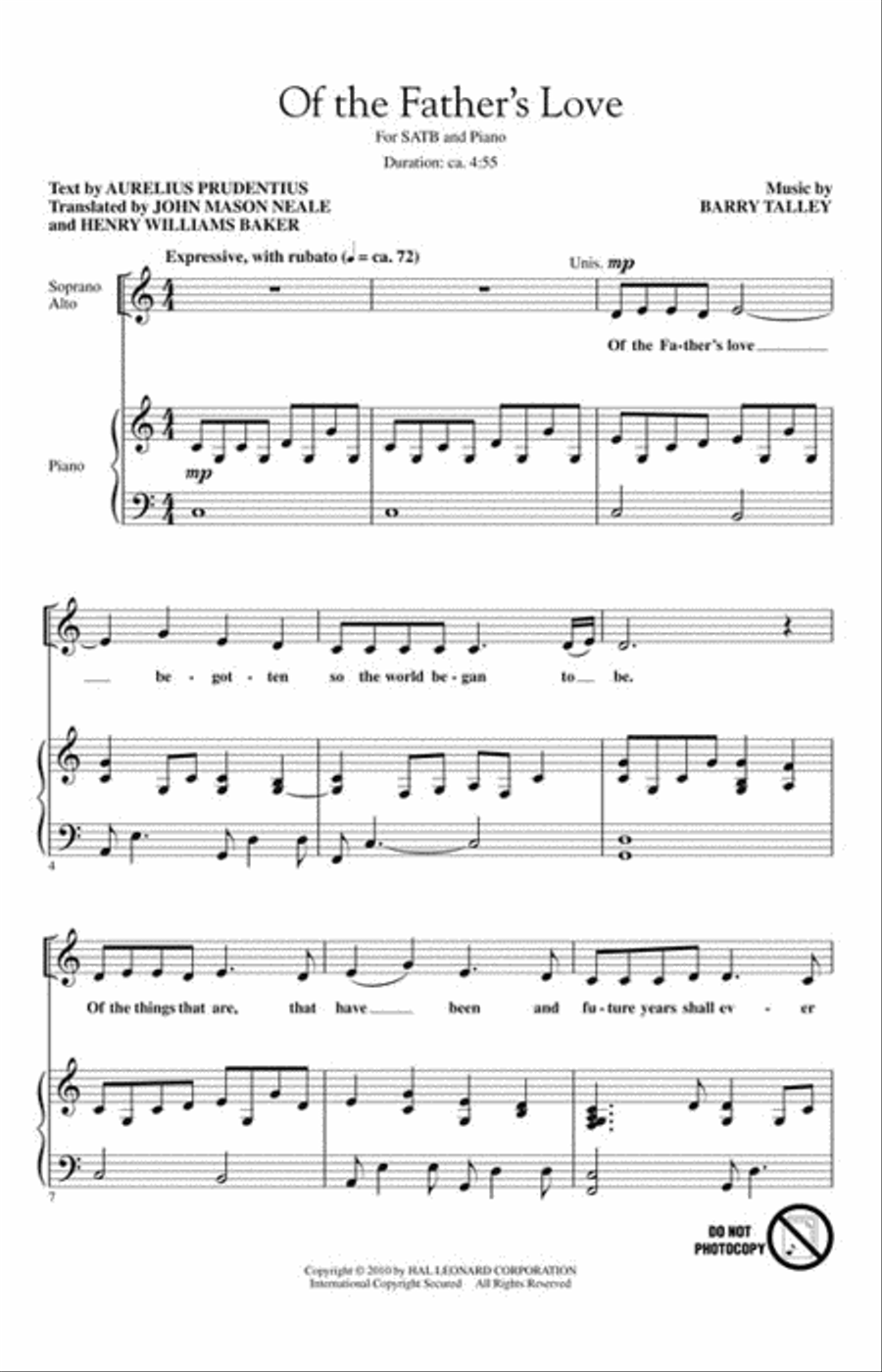 Of the Father's Love Of the Father's Love 4-Part scores gallery preview page 2
