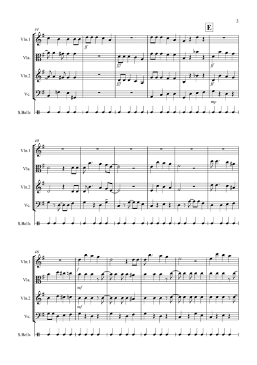 Jingle Bells (jazzy style!) for String Trio String Trio scores gallery preview page 3