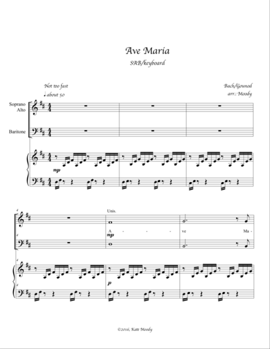 Ave Maria 3-Part scores gallery preview page 1