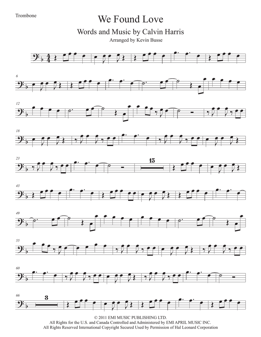 We Found Love We Found Love Trombone Solo scores gallery preview page 1