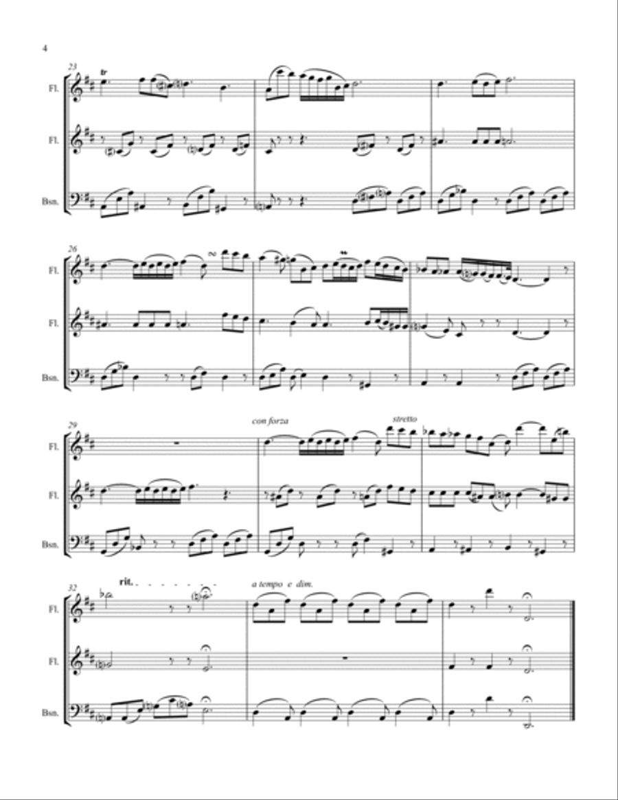 NOCTURNE by Chopin, Op.9 No.2, Woodwind Trio, Intermediate Level for 2 flutes and bassoon Woodwind Trio scores gallery preview page 6