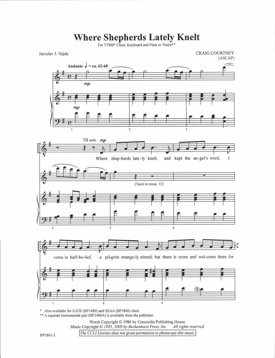 Where Shepherds Lately Knelt - TTBB TTBB scores gallery preview page 2