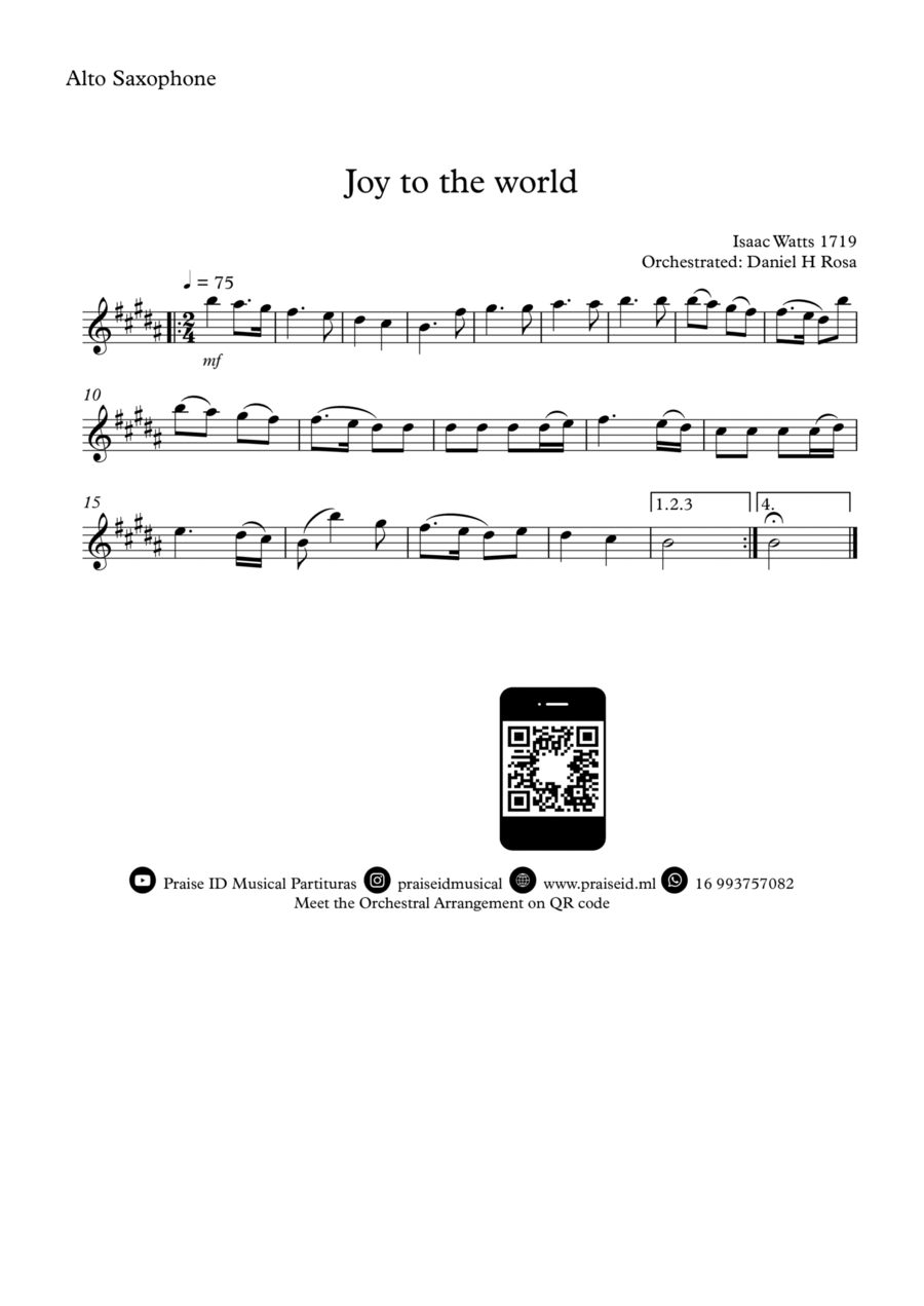 Joy to the World - Christrmas Carol - Alto Saxophone Alto Saxophone scores gallery preview page 1
