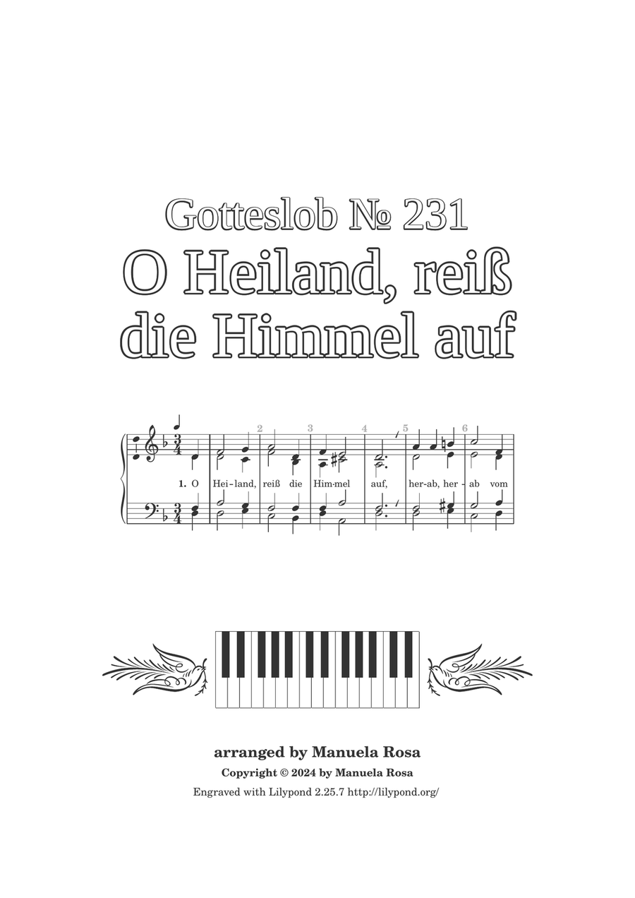 O Heiland, reiß die Himmel auf (Gotteslob 231) Piano Solo scores gallery preview page 2