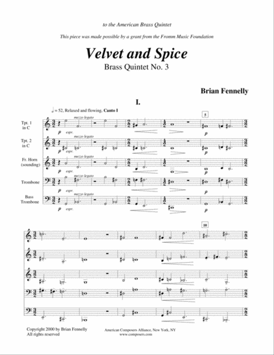 [Fennelly] Velvet and Spice Brass Ensemble scores gallery preview page 3