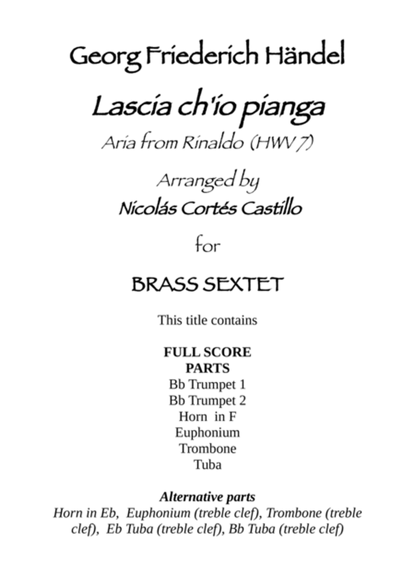 Lascia ch'io pianga for Brass Sextet image number null
