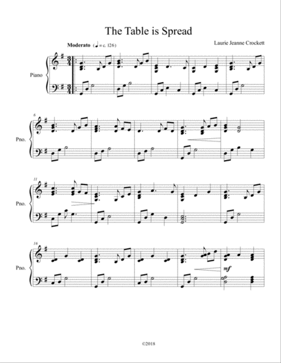 The Table is Spread Easy Piano scores gallery preview page 1