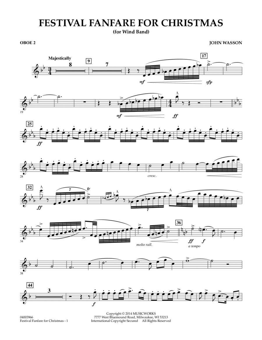 Festival Fanfare for Christmas (for Wind Band) - Oboe 2 Concert Band scores gallery preview page 1