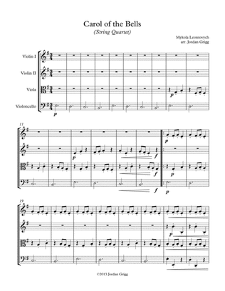 Book cover for Carol of the Bells (String Quartet) - Score and parts