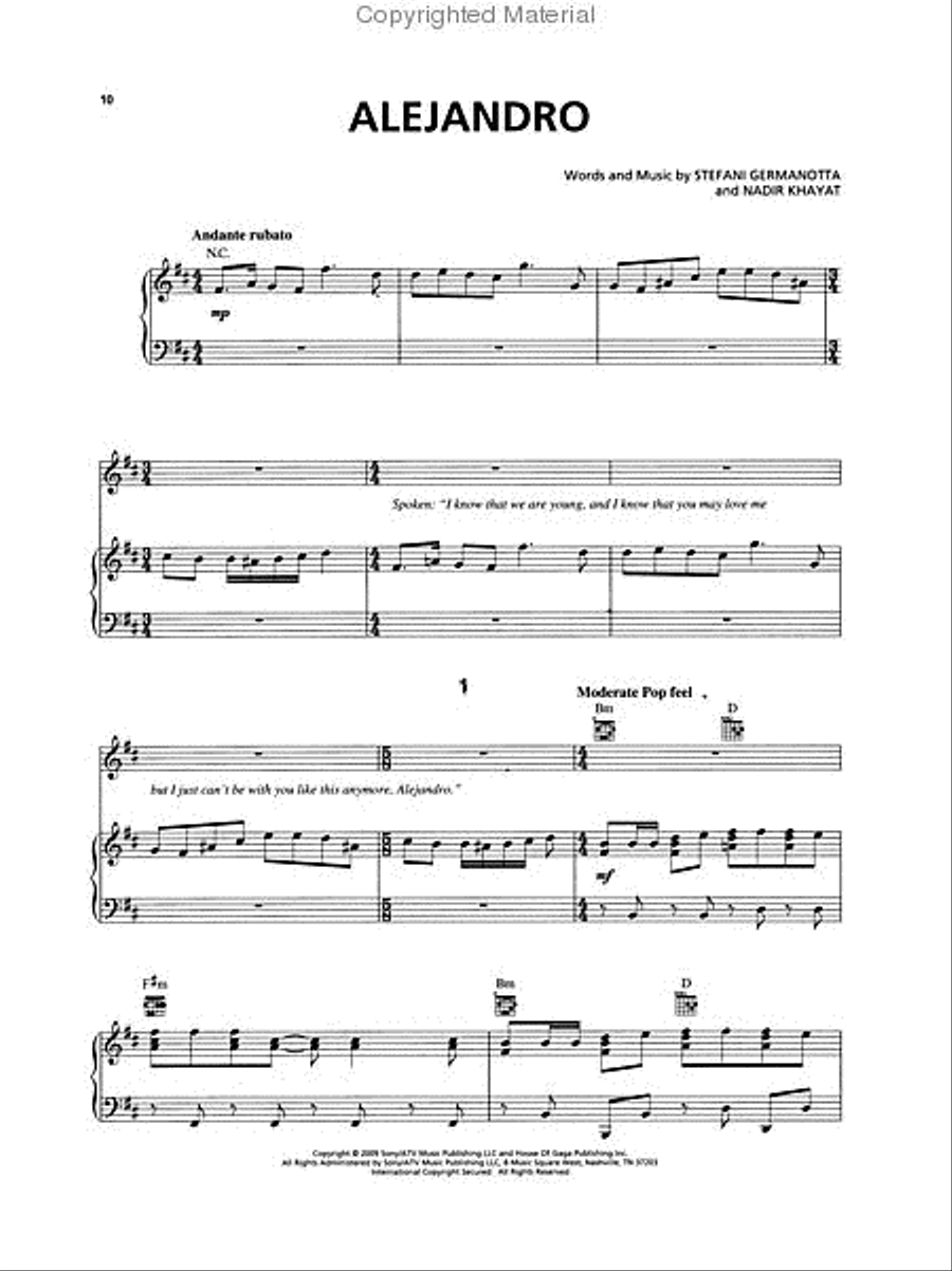 Lady Gaga - The Fame Monster Piano, Vocal, Guitar scores gallery preview page 3