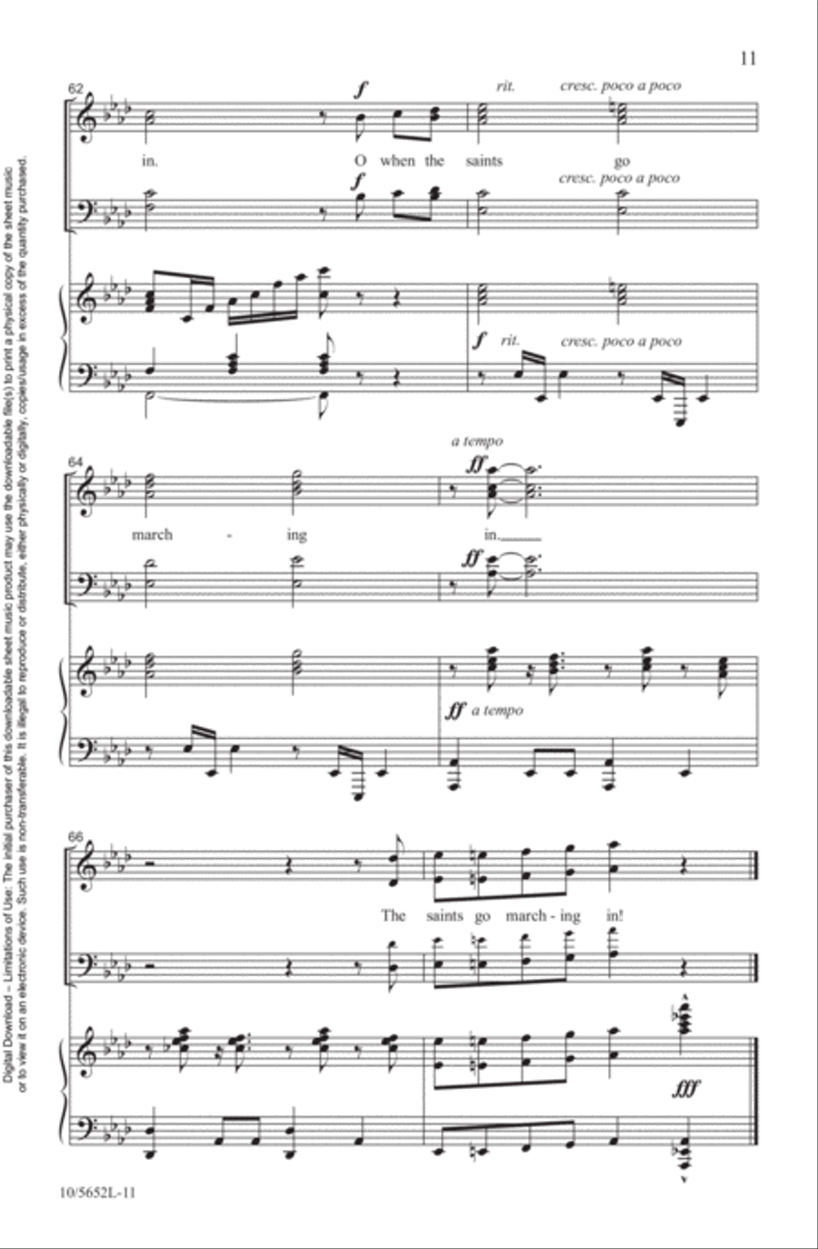 When the Saints Go Marching In 4-Part scores gallery preview page 11