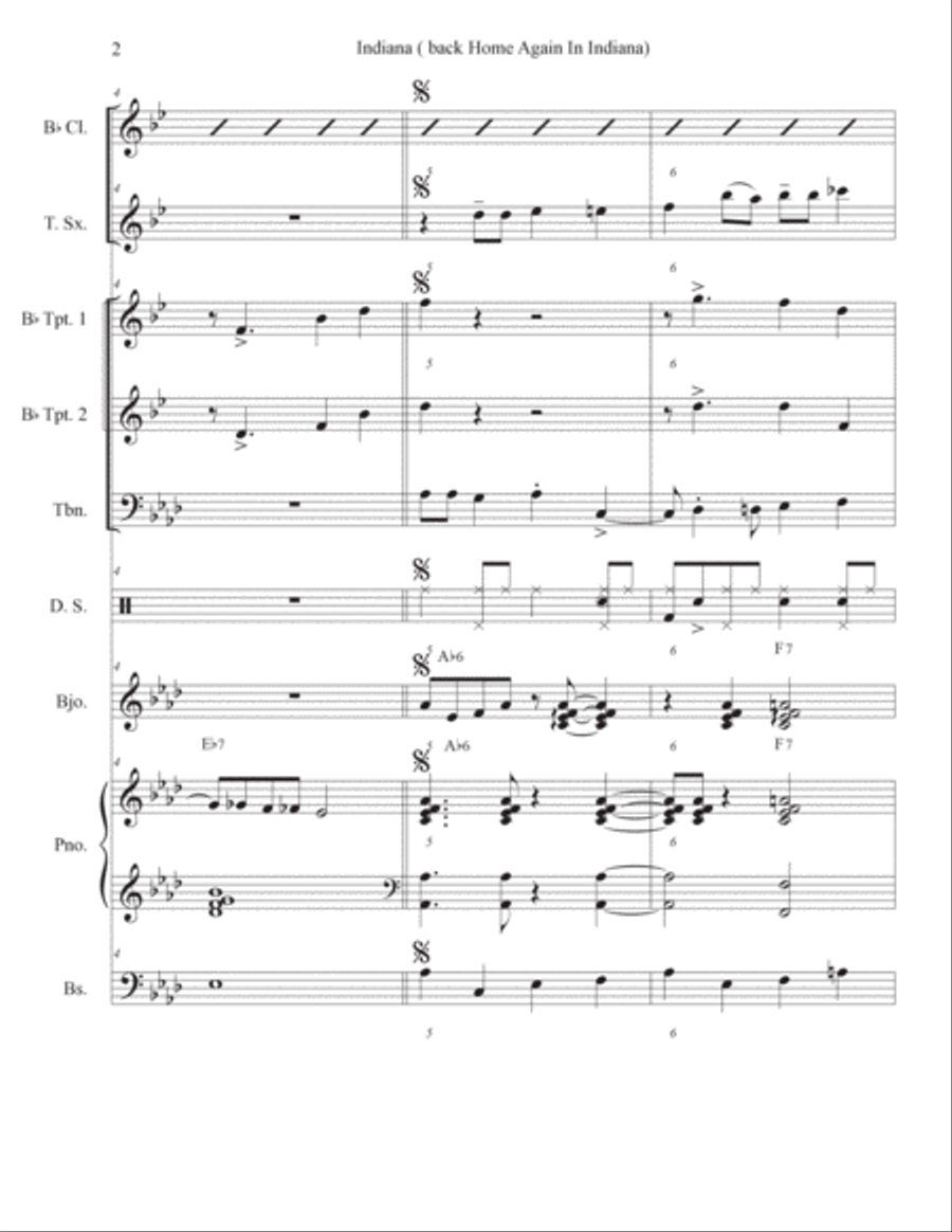 Indiana (back Home Again In Indiana) Jazz Ensemble scores gallery preview page 2