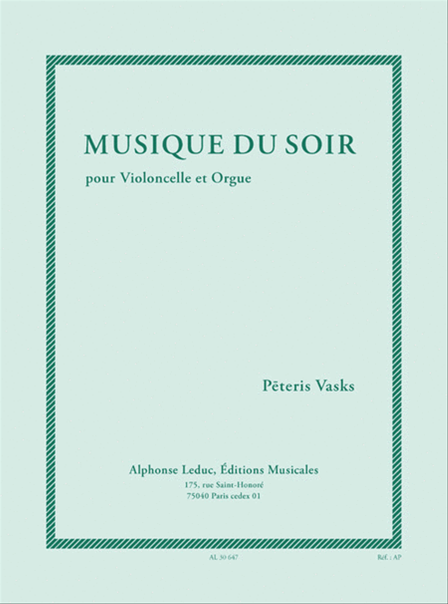 Musique Du Soir (7e/8e) Pour Violoncelle Et Orgue