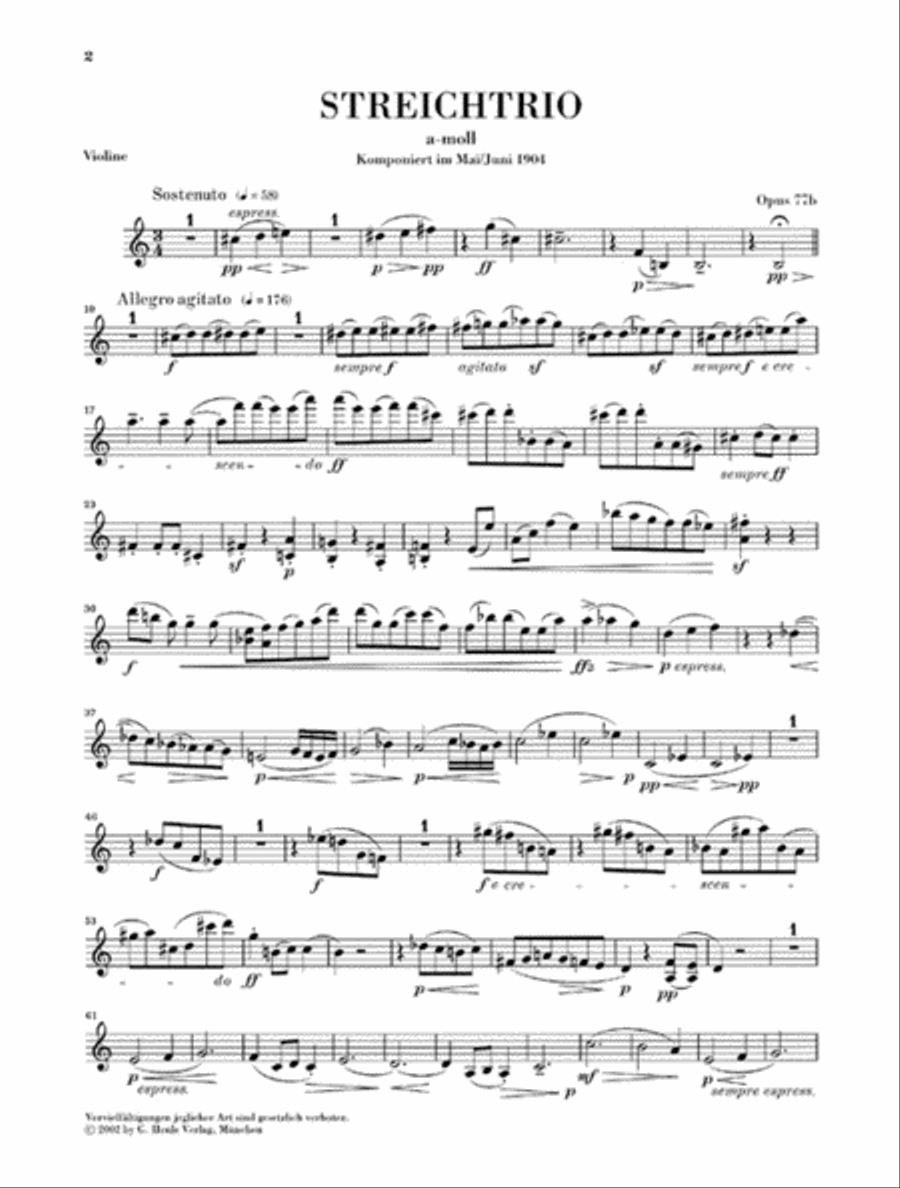 String Trios A minor Op. 77b and D minor Op. 141b String Trio scores gallery preview page 2