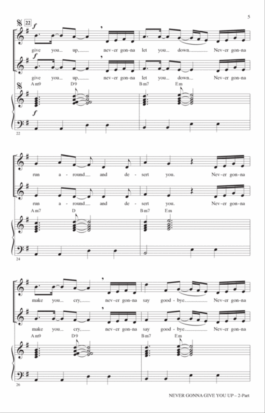 Never Gonna Give You Up (arr. Roger Emerson) 2-Part scores gallery preview page 4