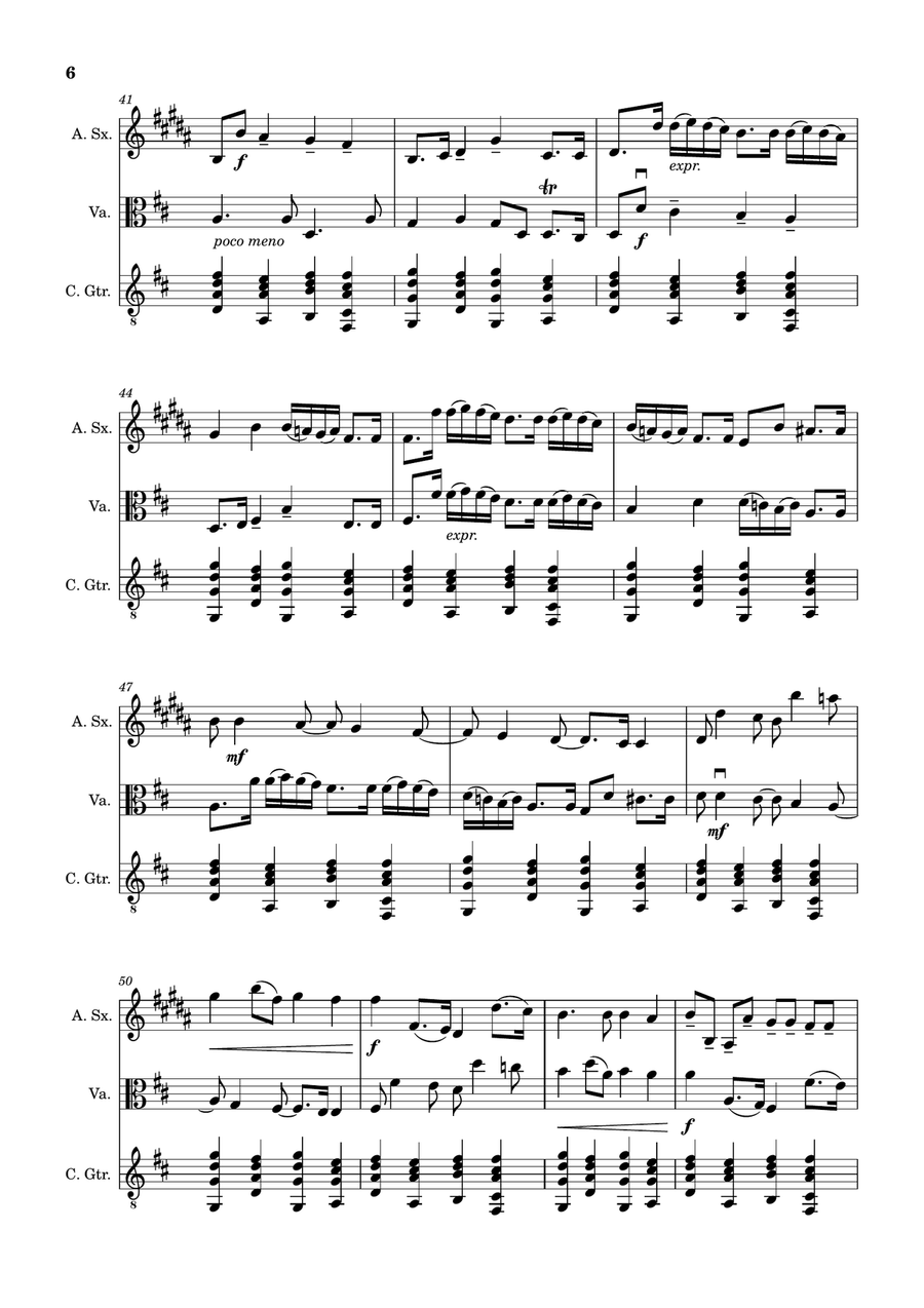 Canon in D Major, P.37; T.337. A. Sax, Viola, and Guitar. Score and Parts. Chamber Music scores gallery preview page 6