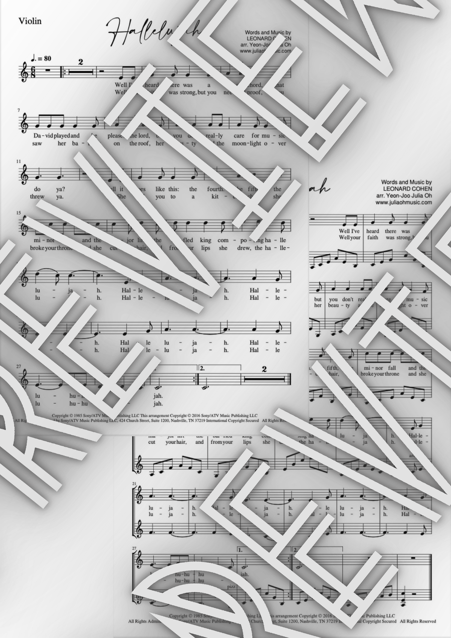 Hallelujah String Duet scores gallery preview page 1