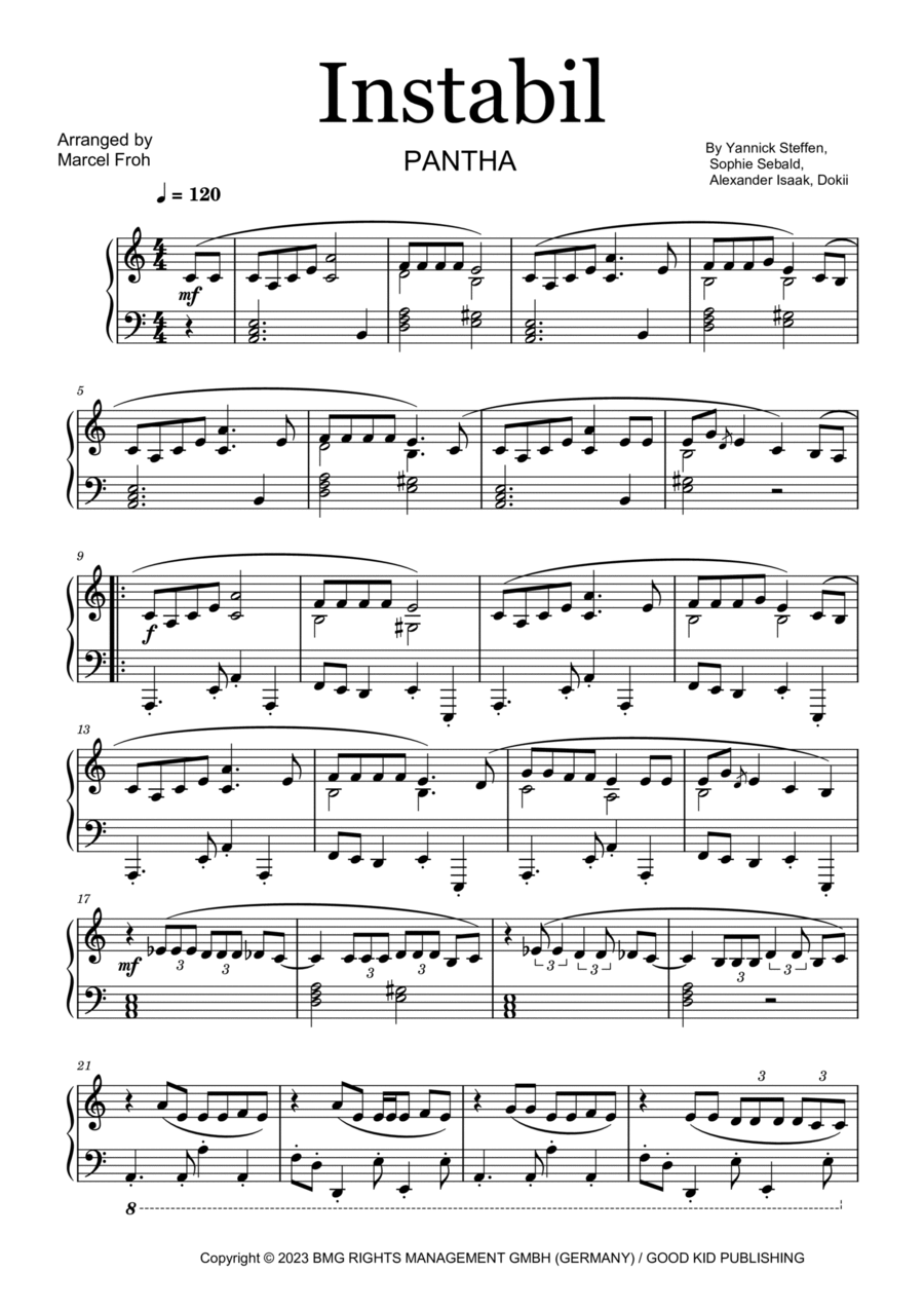 Instabil Easy Piano scores gallery preview page 1