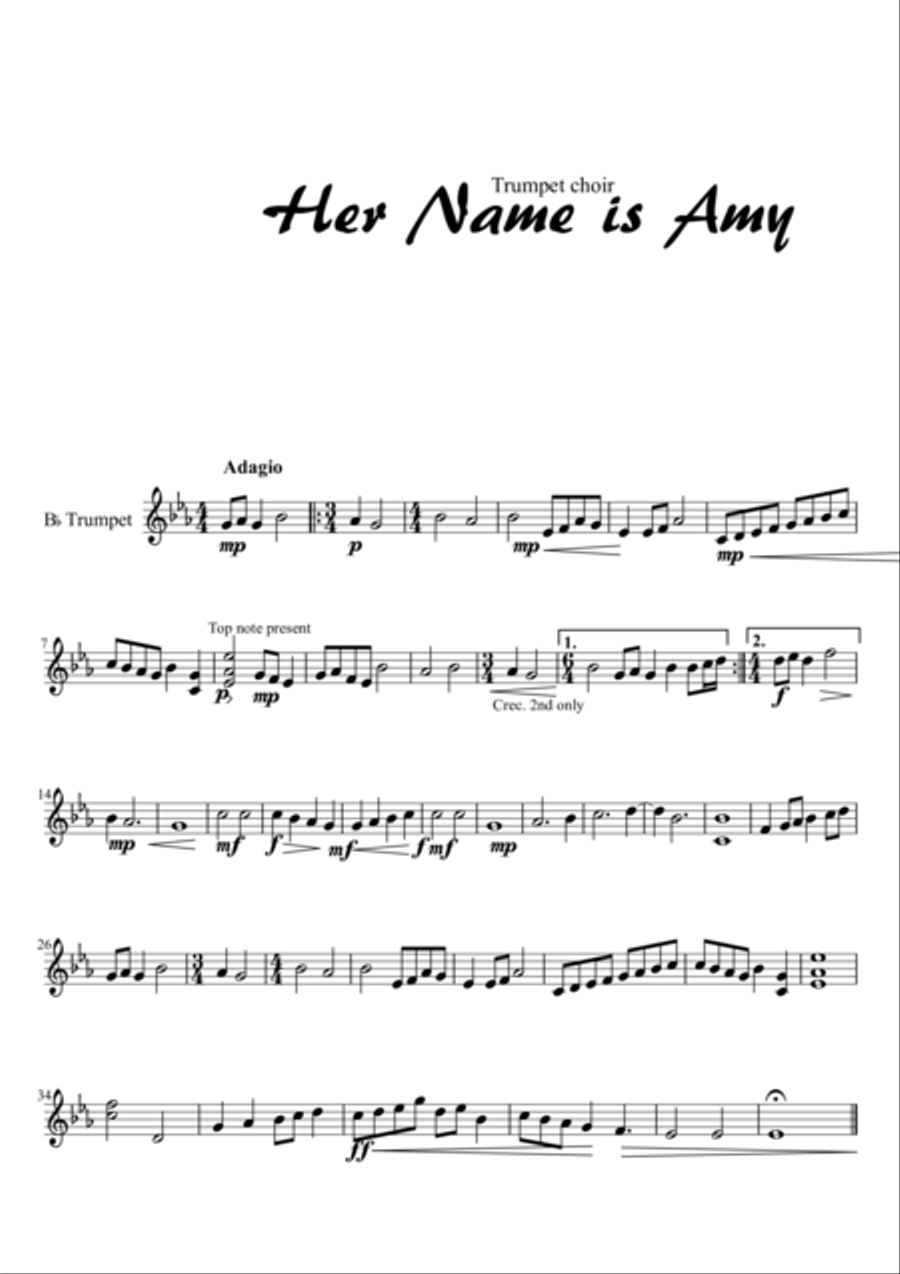 Her Name is Amy (Trumpet Choir) Part 1 Choir scores gallery preview page 1