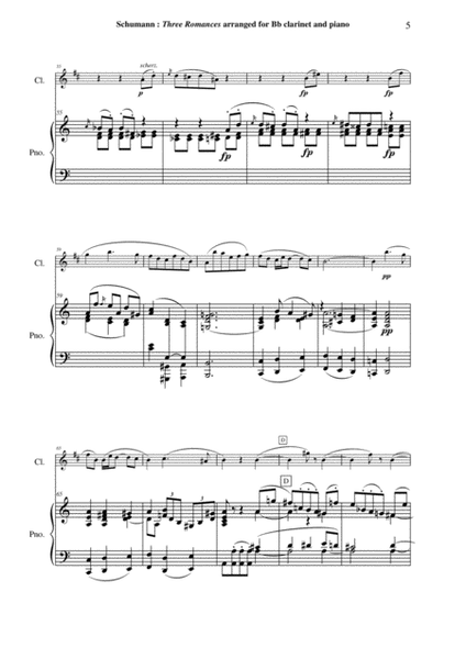 Robert Schumann: Three Romances (Drei Romanzen), Opus 94, arranged for Bb clarinet and piano