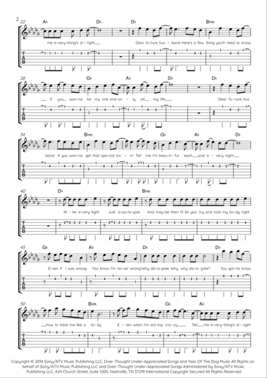 Dear Future Husband Electric Guitar scores gallery preview page 2