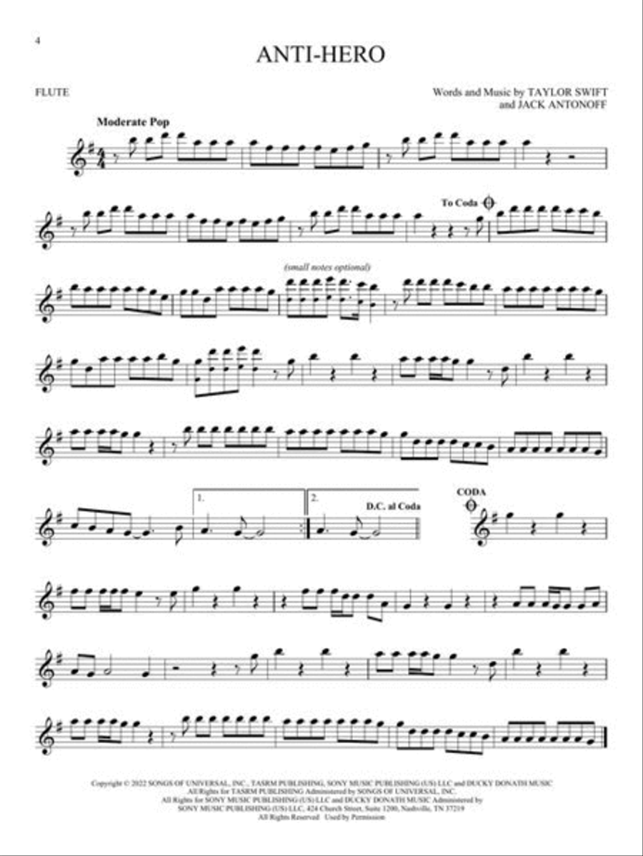 Taylor Swift Flute Solo scores gallery preview page 4