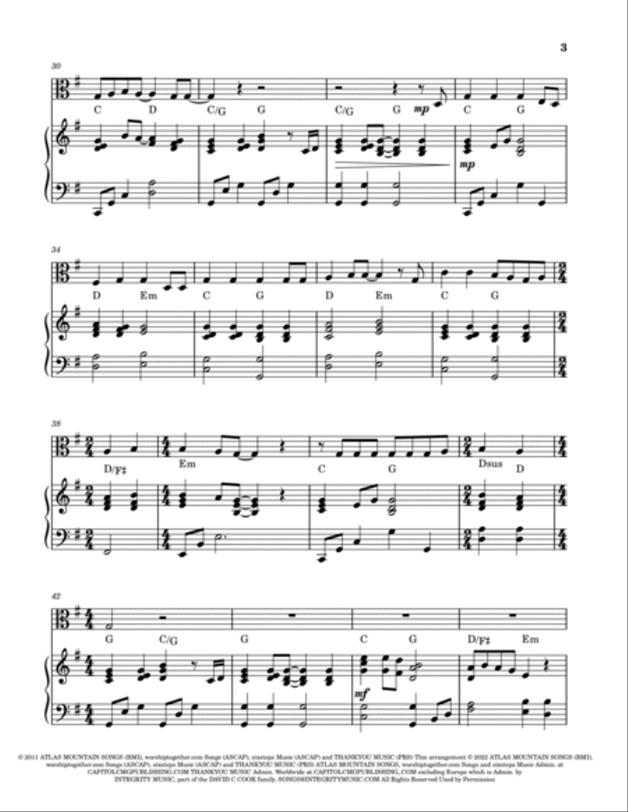 10,000 Reasons (bless The Lord) Viola scores gallery preview page 3