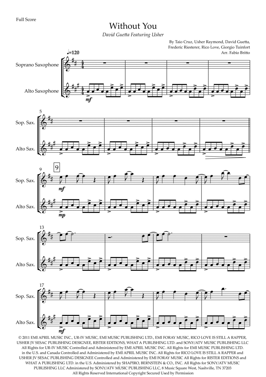 Without You Soprano Saxophone scores gallery preview page 1