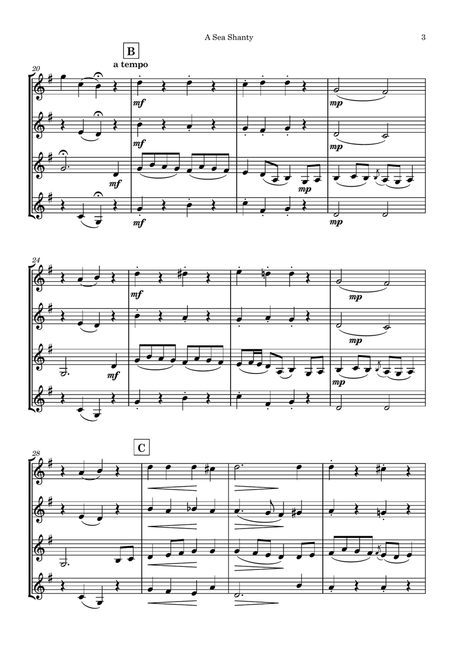 A Sea Shanty A Sea Shanty Clarinet Quartet scores gallery preview page 4