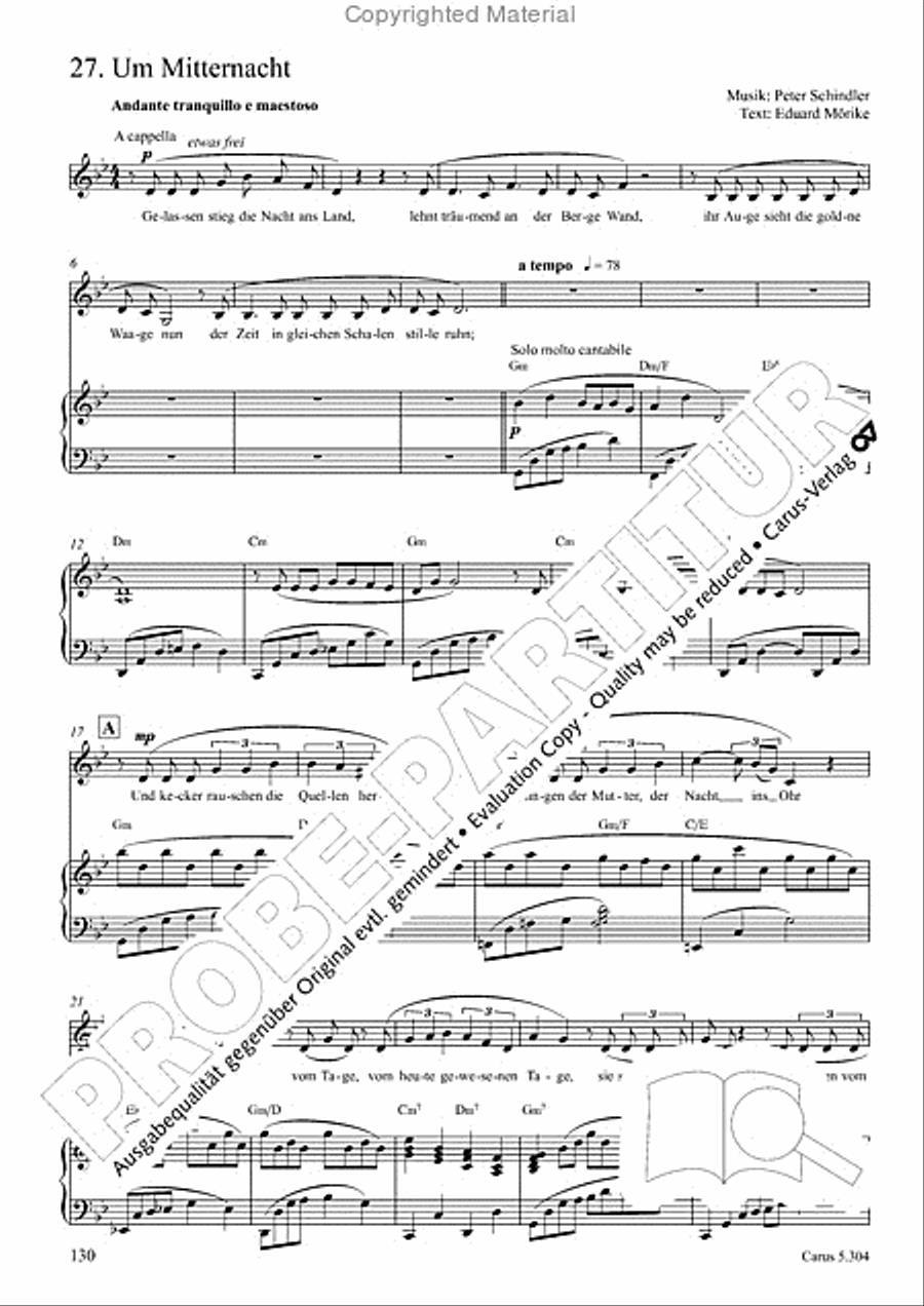 Schindler: Rosenzeit. Ein Liederzyklus uber die Liebe. Chansons fur Singstimme und Klavier Piano scores gallery preview page 131