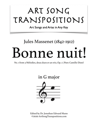Book cover for MASSENET: Bonne nuit! Op. 2 no. 1 (transposed to G major)