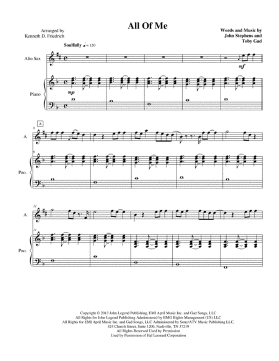 All Of Me Alto Saxophone scores gallery preview page 1