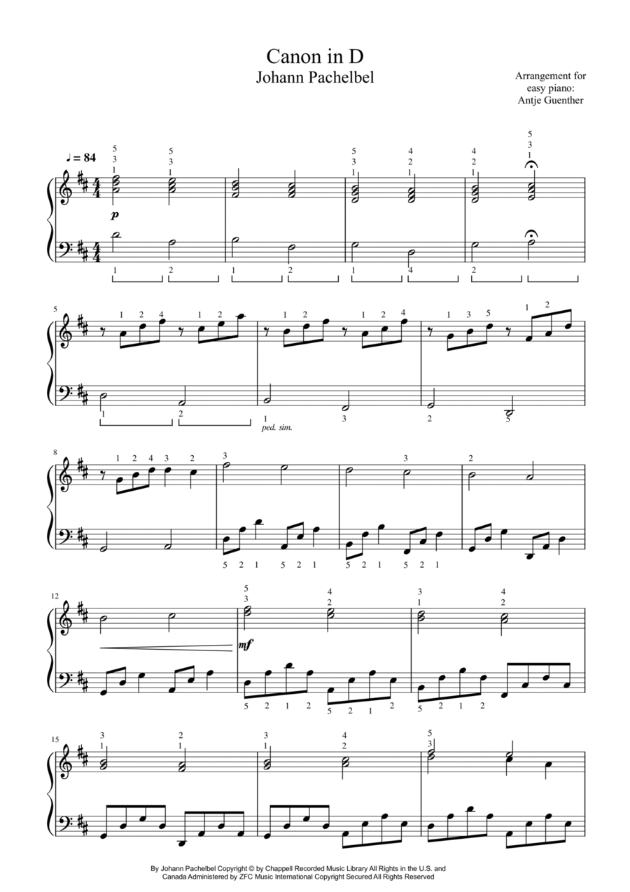Canon Easy Piano scores gallery preview page 1