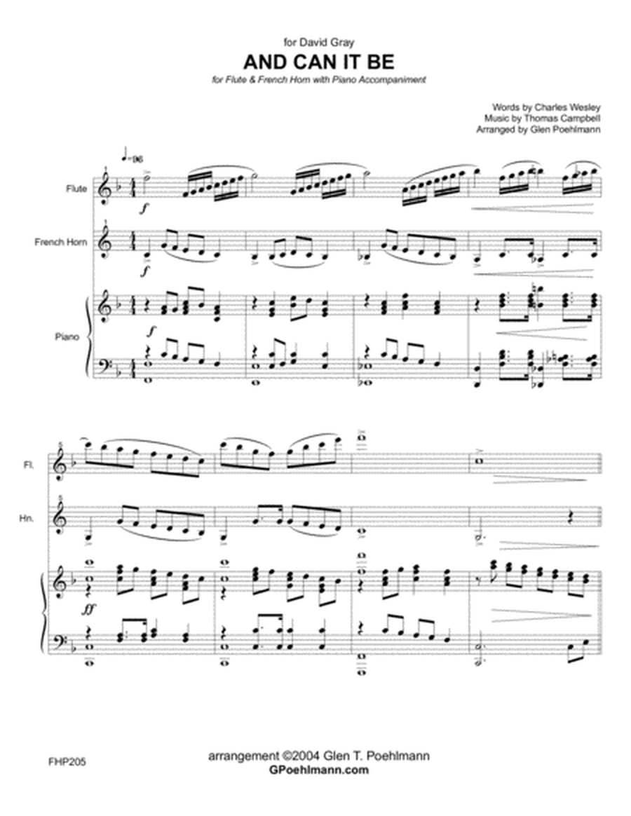 AND CAN IT BE - FLUTE & HORN with Piano Accompaniment image number null