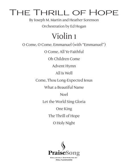 The Thrill of Hope (A New Service of Lessons and Carols) - Violin 1