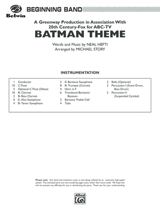 Book cover for Batman Theme (from the Original TV Series): Score