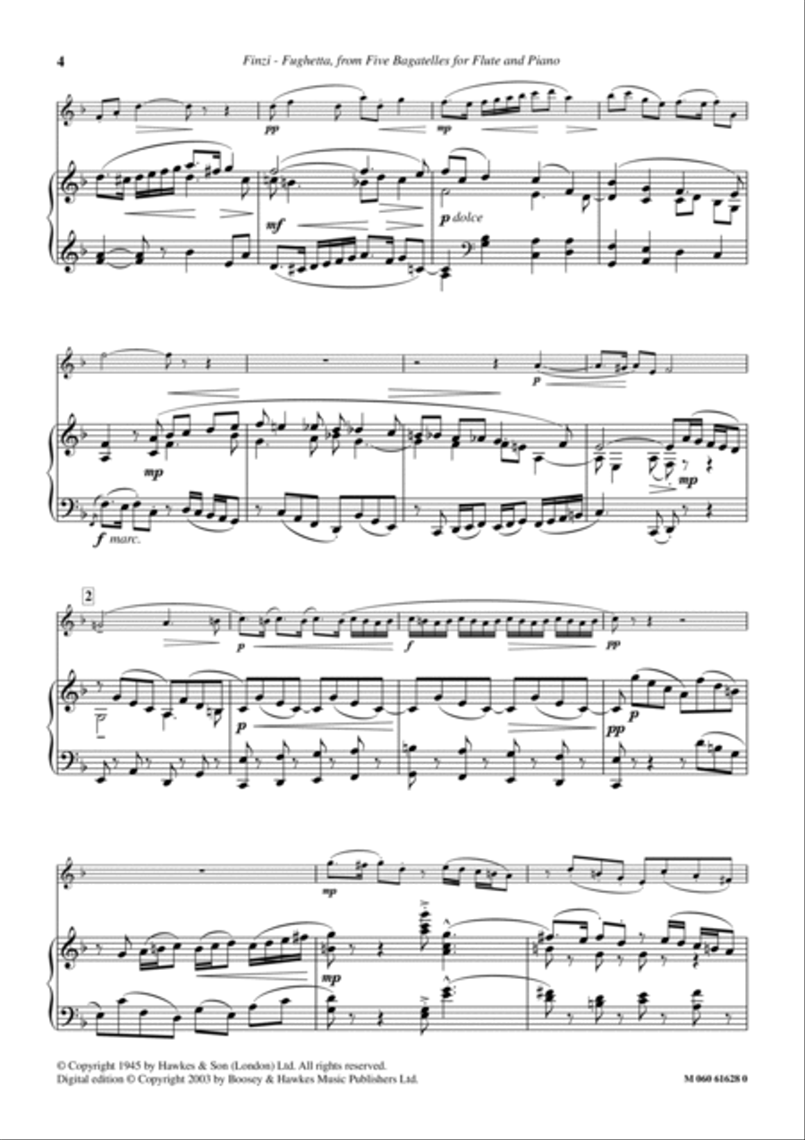Fughetta (from Five Bagatelles For Flute And Piano) Flute Solo scores gallery preview page 4