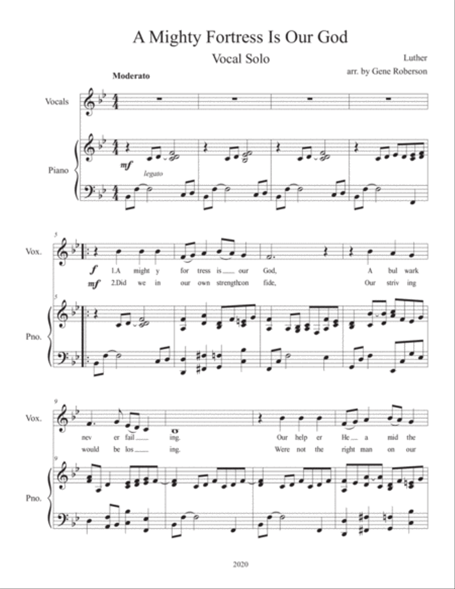 A Mighty Fortress Is Our God Vocal Solo (Medium range) Unison Choir scores gallery preview page 2