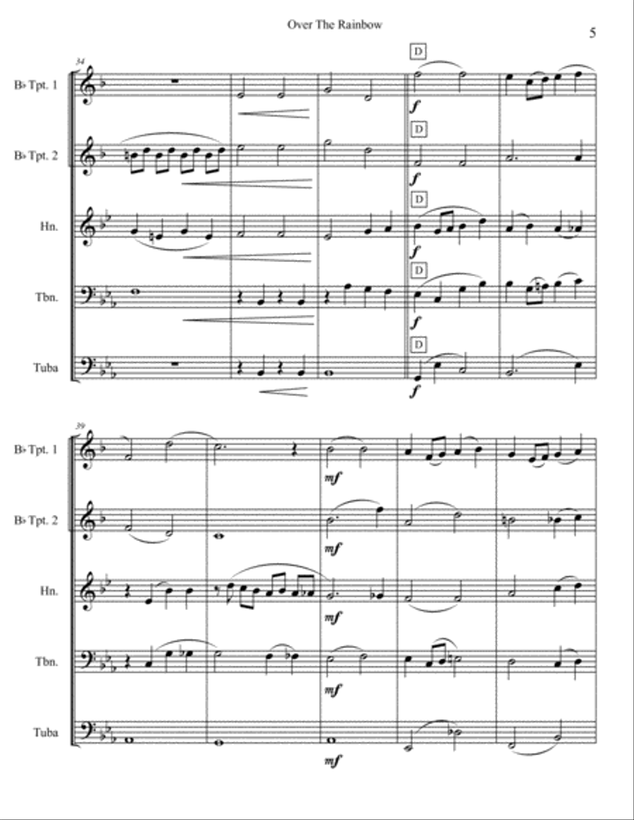 Over The Rainbow (from The Wizard Of Oz) Brass Ensemble scores gallery preview page 6