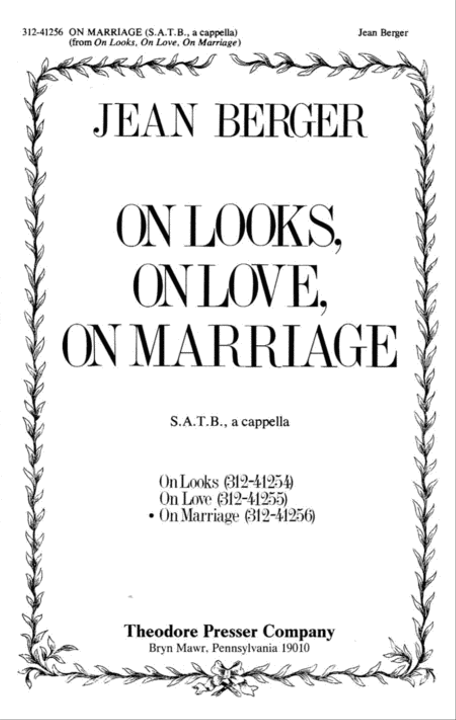 On Marriage 4-Part scores gallery preview page 1