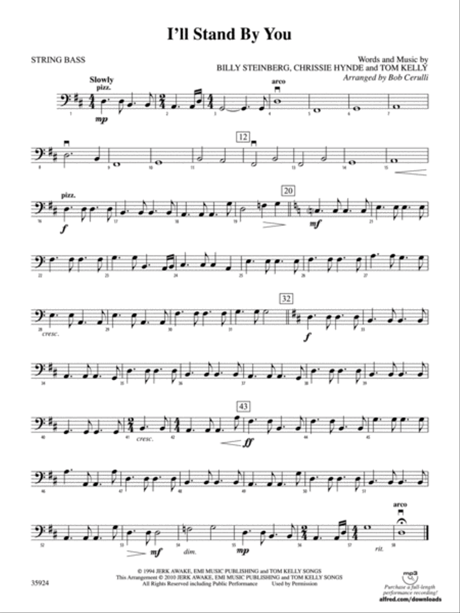 I'll Stand by You: String Bass String Orchestra scores gallery preview page 1