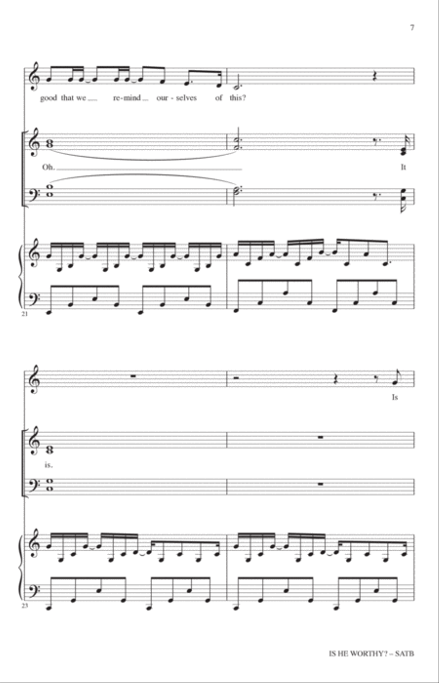 Is He Worthy? (arr. Heather Sorenson) 4-Part scores gallery preview page 6