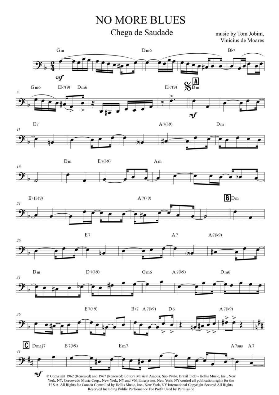 Chega De Saudade (no More Blues) Cello Solo scores gallery preview page 1