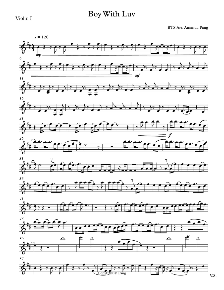 Boy With Luv String Quartet scores gallery preview page 1