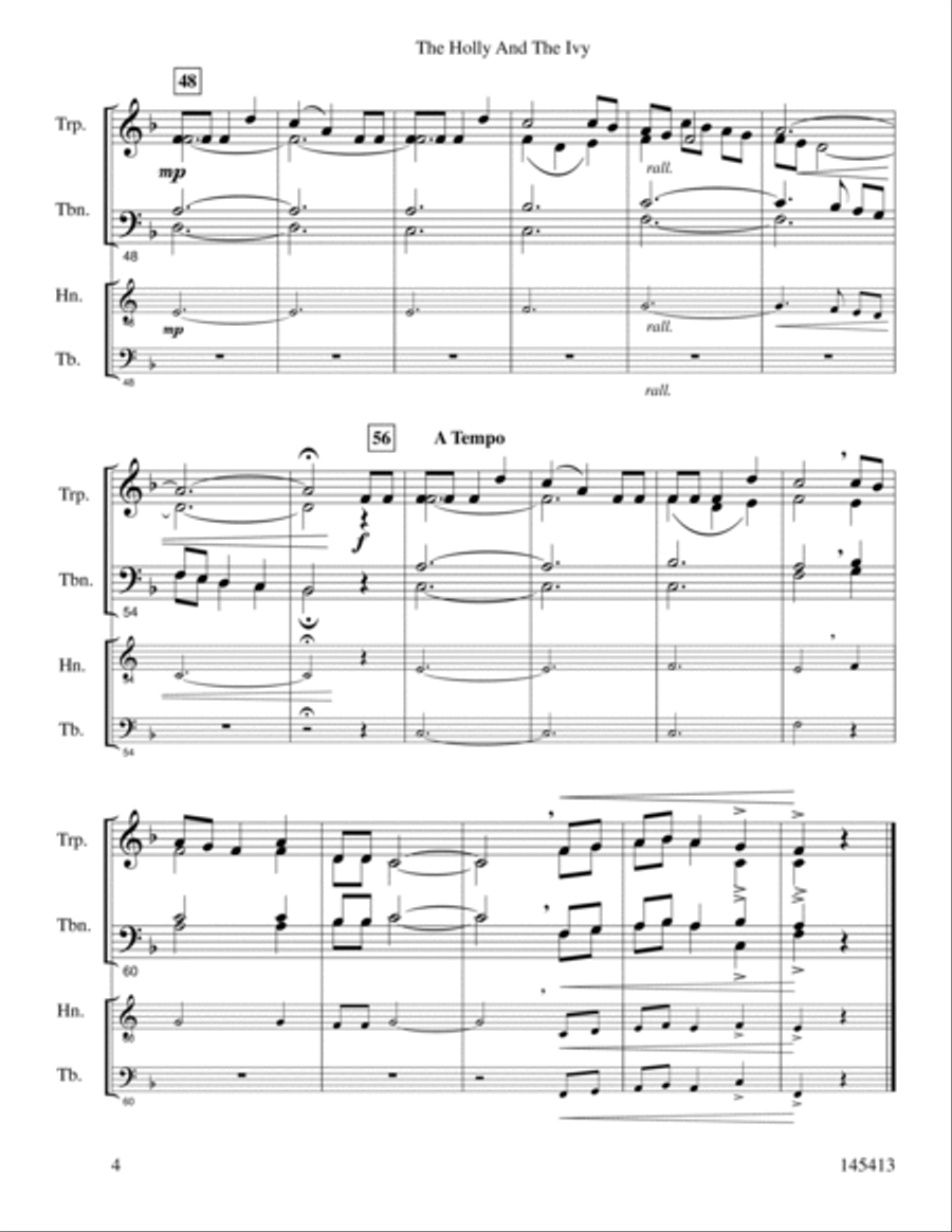 The Holly and The Ivy Brass Quartet scores gallery preview page 5