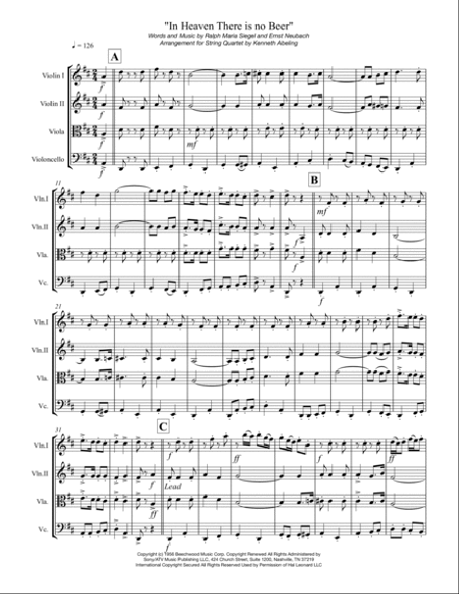 In Heaven There Is No Beer String Quartet scores gallery preview page 2