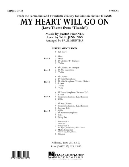 My Heart Will Go On (Love Theme from Titanic) - Full Score