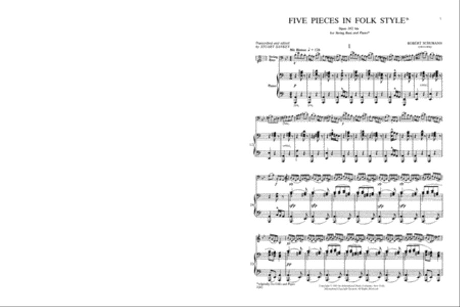 Five Pieces In Folk Style, Opus 102 Bis (Solo Tuning) Double Bass scores gallery preview page 2
