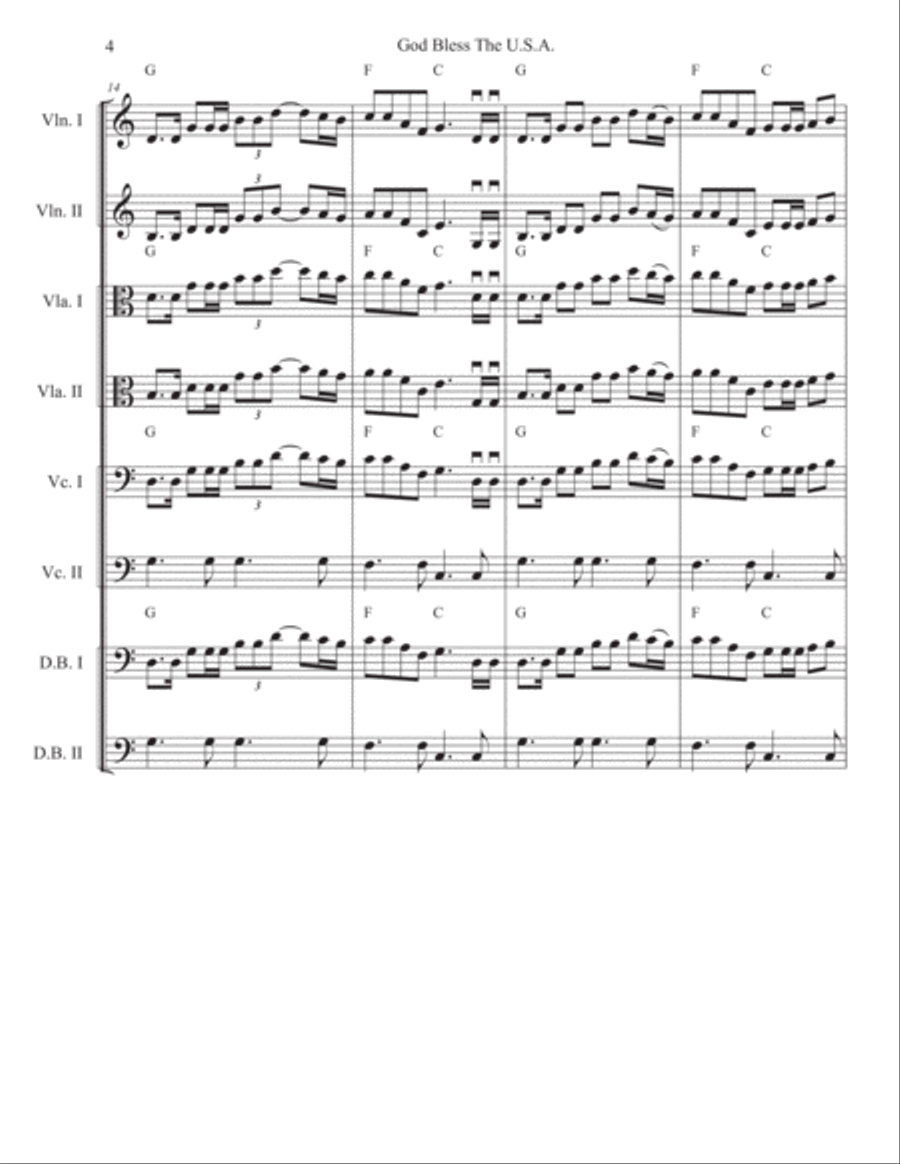 God Bless The U.S.A. Cello scores gallery preview page 4