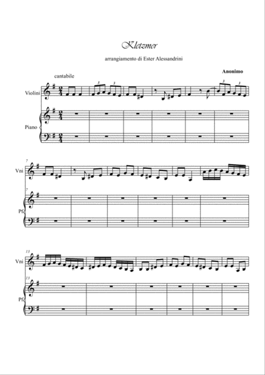 Kletzmer. Violin and piano Violin Solo scores gallery preview page 1